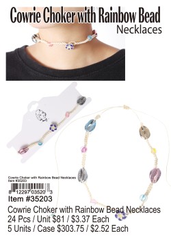 Cowrie Choker with Rainbow Bead Necklaces